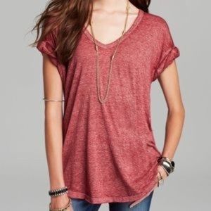 Free People Beach Red Burnout Tee